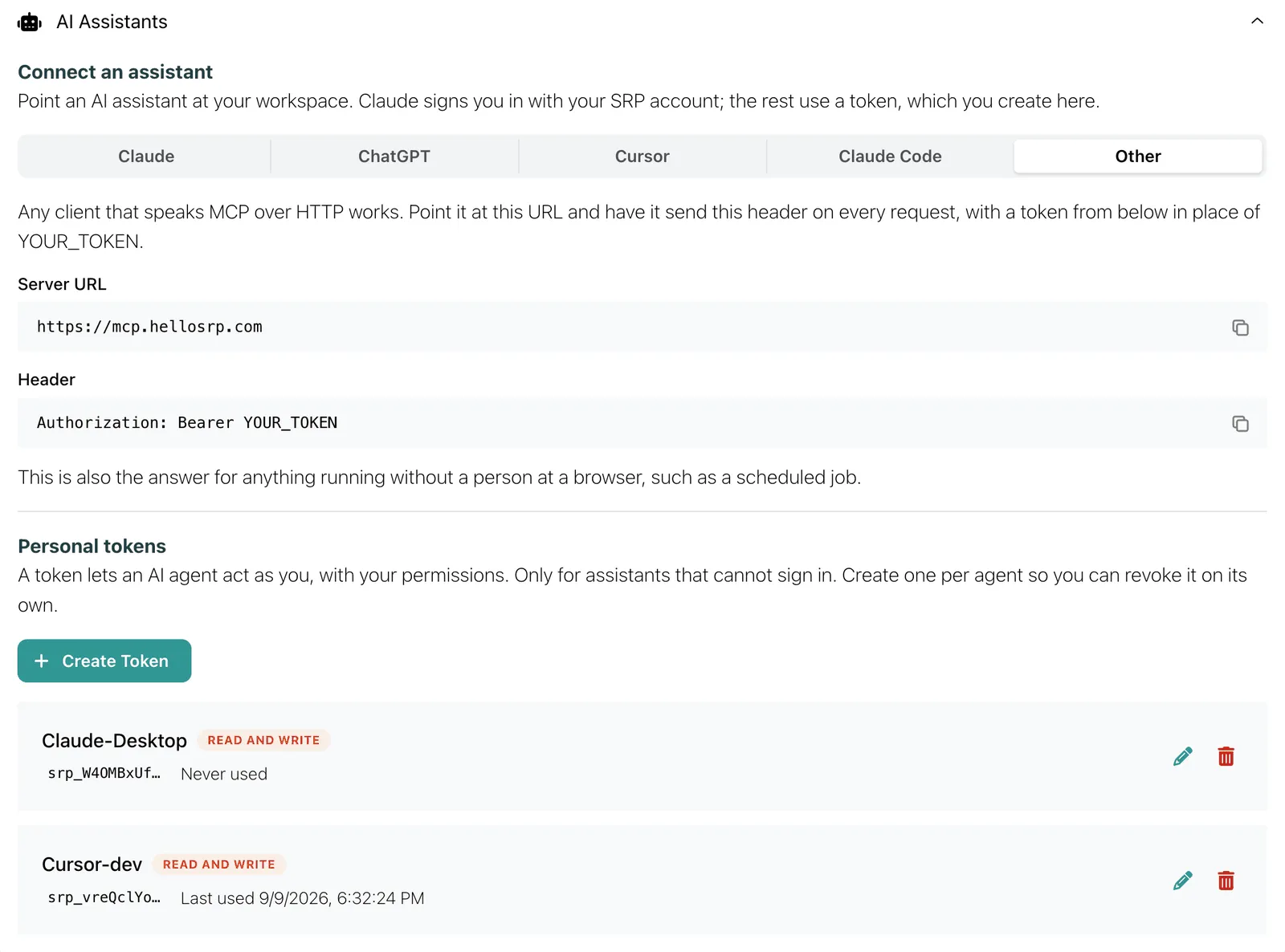 The AI Assistants section