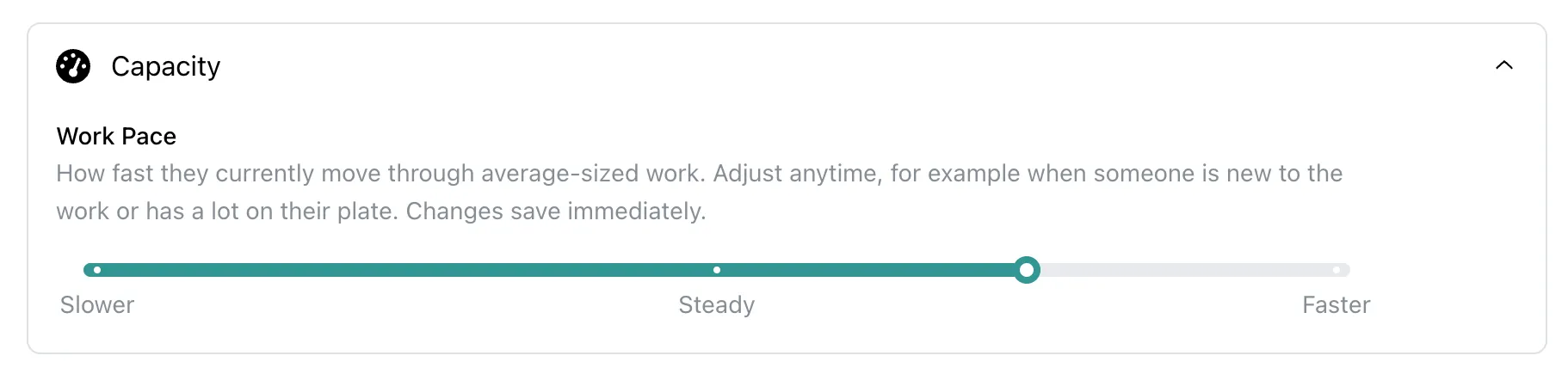 The Work Pace slider on a member profile
